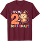 Kids Monkey 2nd Birthday For Kids Two Year Old Monkey T-Shirt - T-Shirt | Maroon