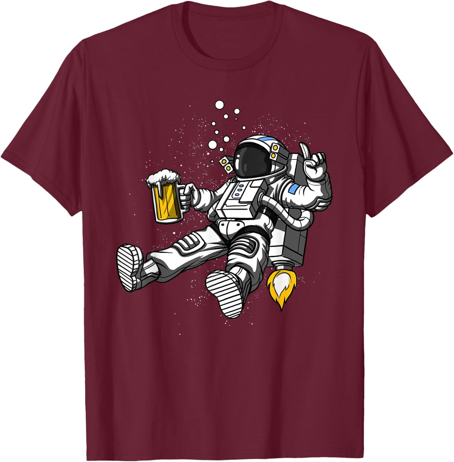 Space Astronaut Beer Drinking Party Funny Cosmic Men Women T-Shirt - T-Shirt | Maroon