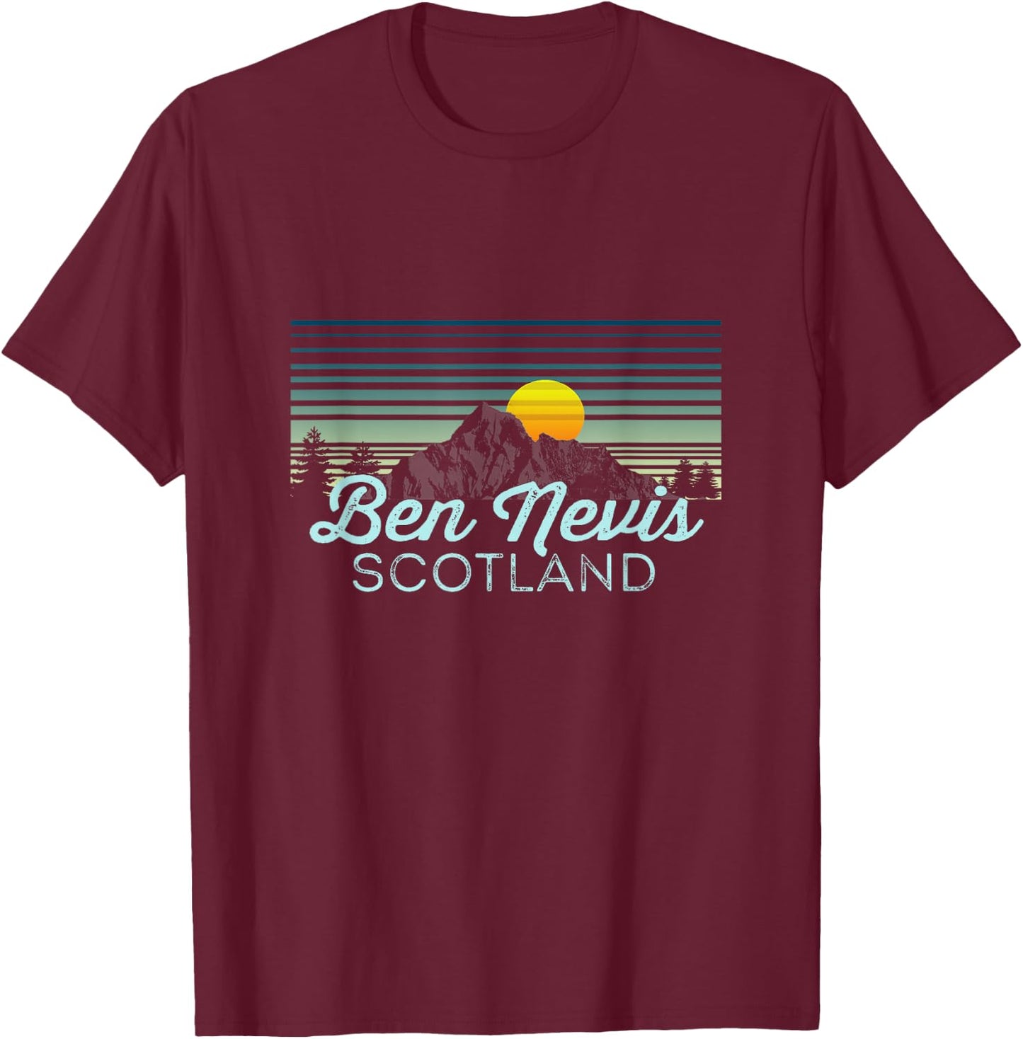 Ben Nevis Retro Clothes & Gear - Ben Nevis Souvenir T-Shirt - T-Shirt | Maroon