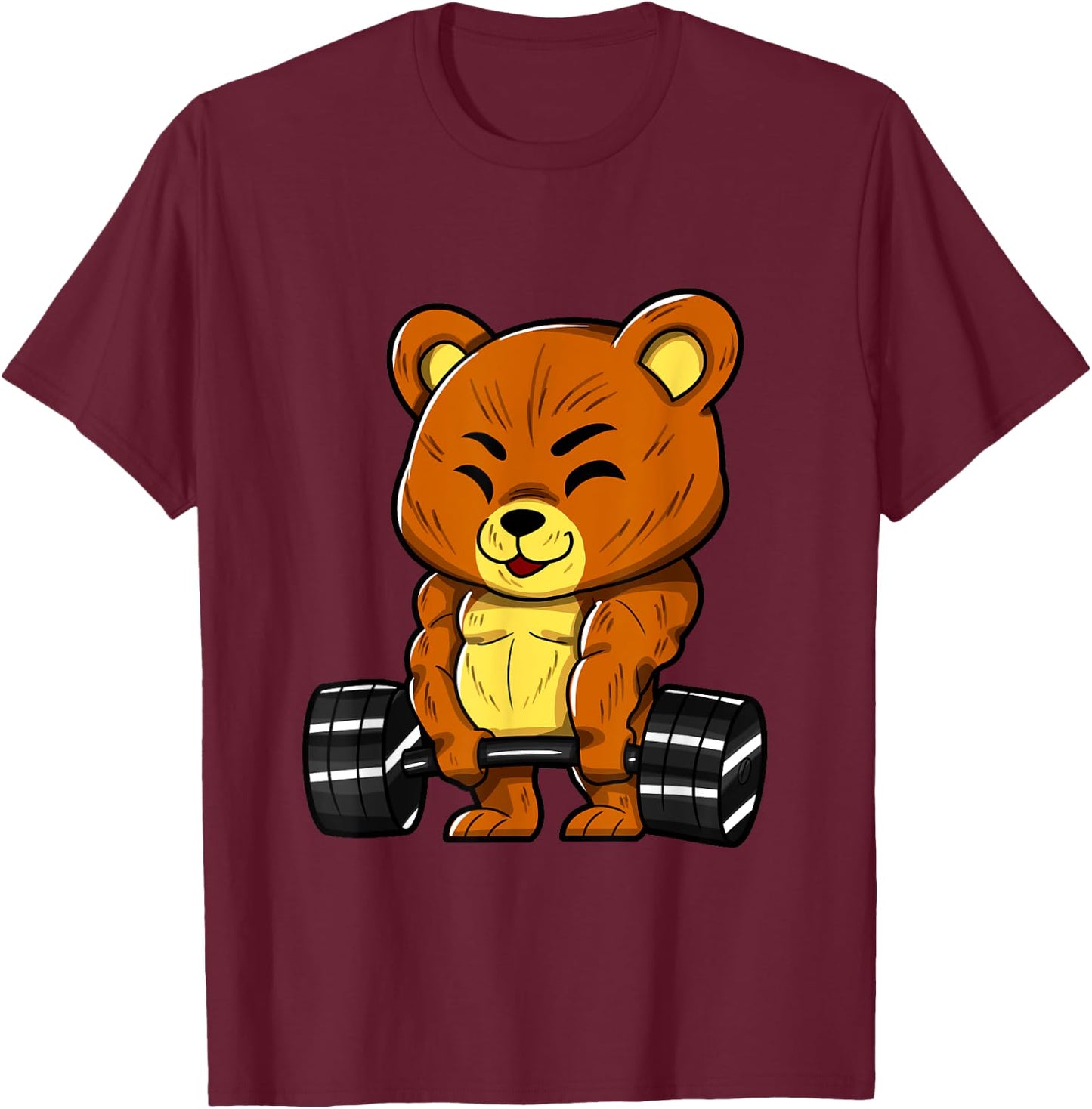 Bear Bodybuilder Bodybuilding Muscle Gym Weightlifting Bear T-Shirt - T-Shirt | Maroon
