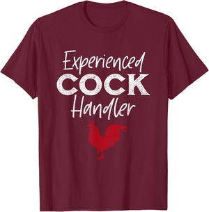 Experienced Cock Handler Funny Rooster Lover T-Shirt - T-Shirt | Maroon