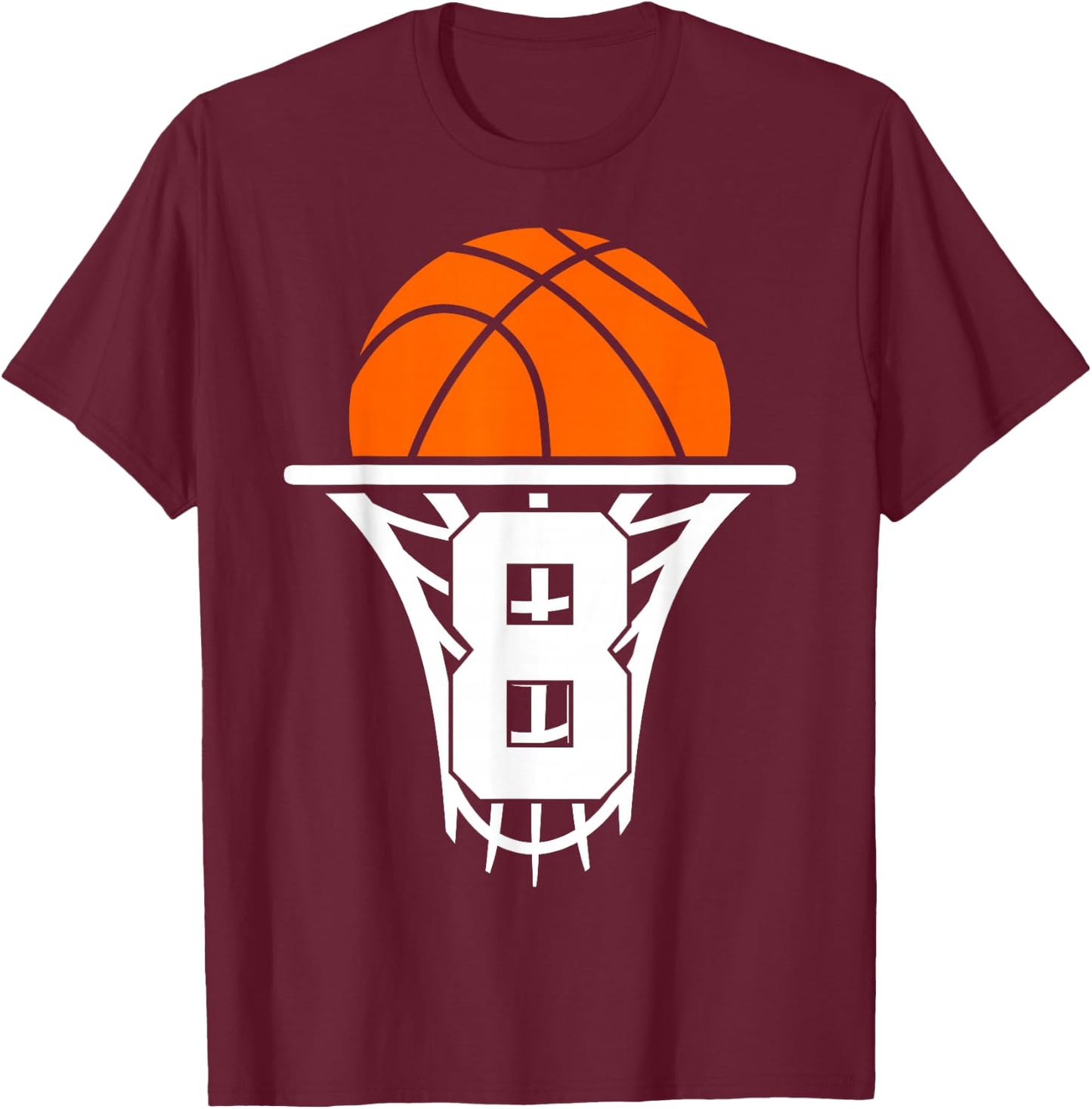 8 Years Basketball 8th Birthday T-Shirt - T-Shirt | Maroon