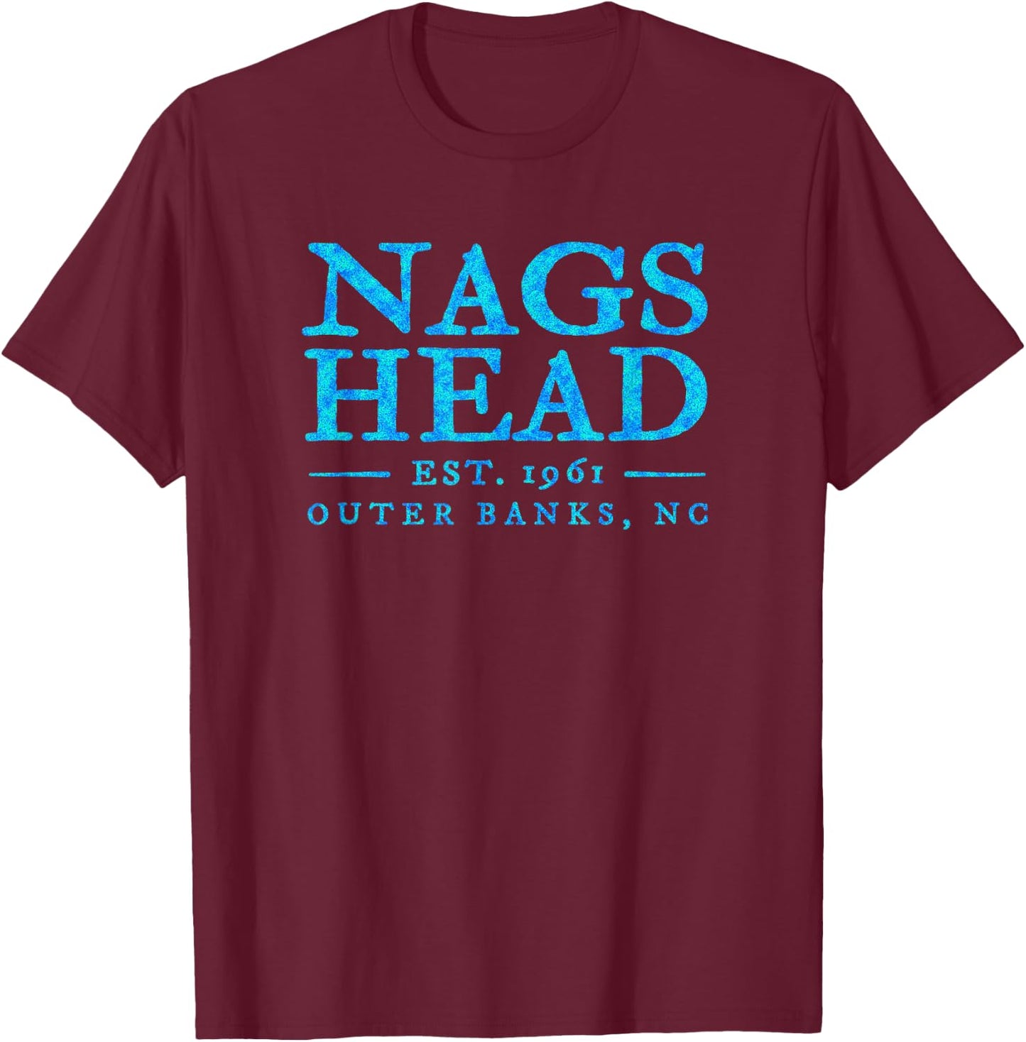 Nags Head North Carolina Colorful Text OBX Souvenir T-Shirt - T-Shirt | Maroon
