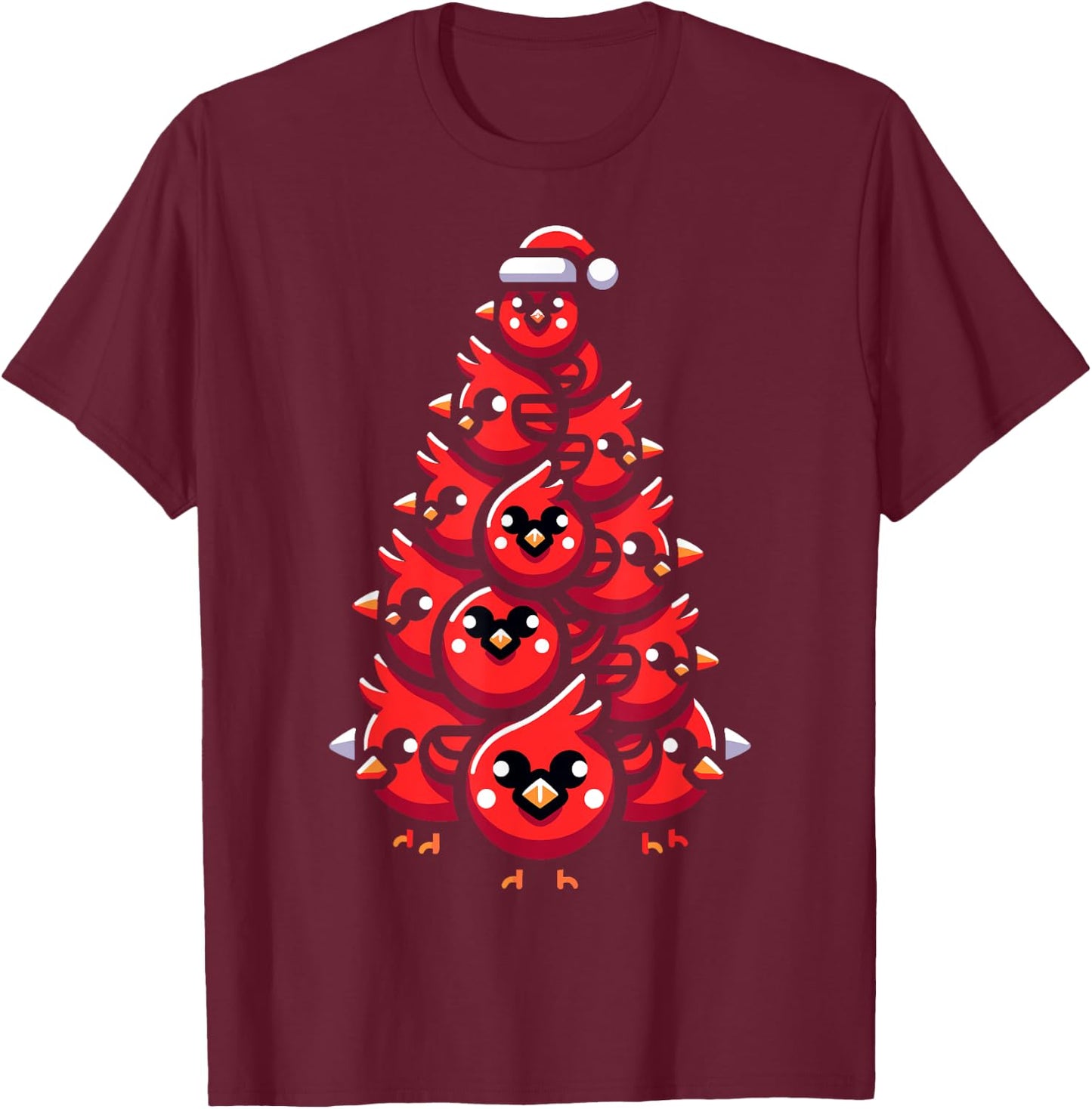 Cardinal Birds Christmas Tree Funny Cardinal Birds Xmas T-Shirt - T-Shirt | Maroon