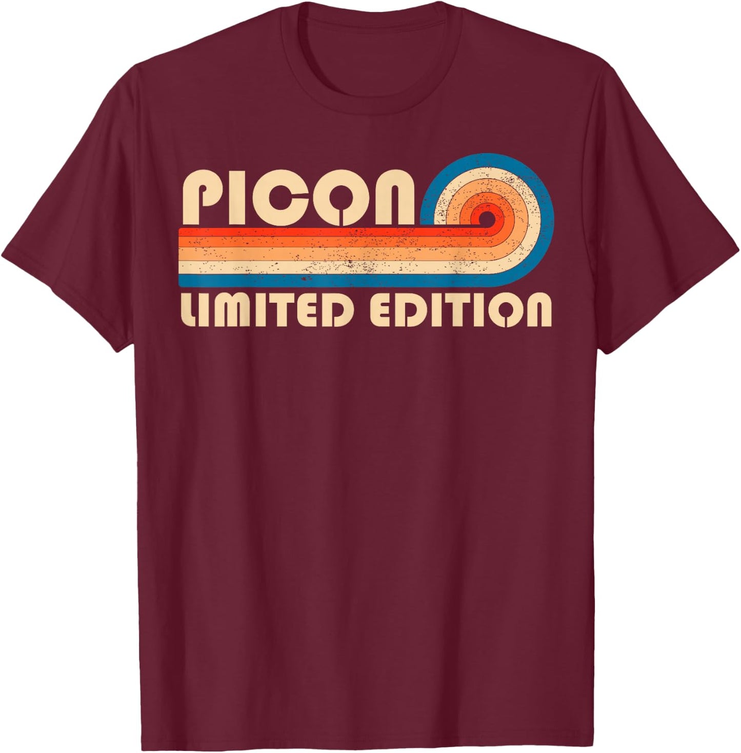 PICON Retro 70s 80s Sunset Stripe T-Shirt - T-Shirt | Maroon