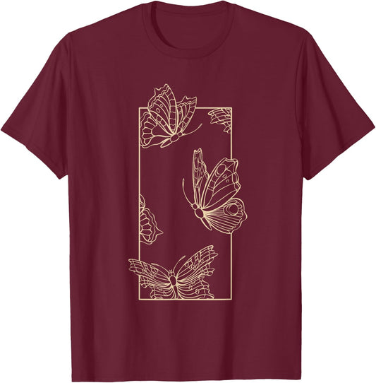 Butterfly Aesthetic Goth Cottagecore Goblincore T-Shirt - T-Shirt | Maroon