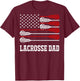 Vintage Lacrosse Dad Lax Dad USA Flag Patriotic USA T-Shirt - T-Shirt | Maroon
