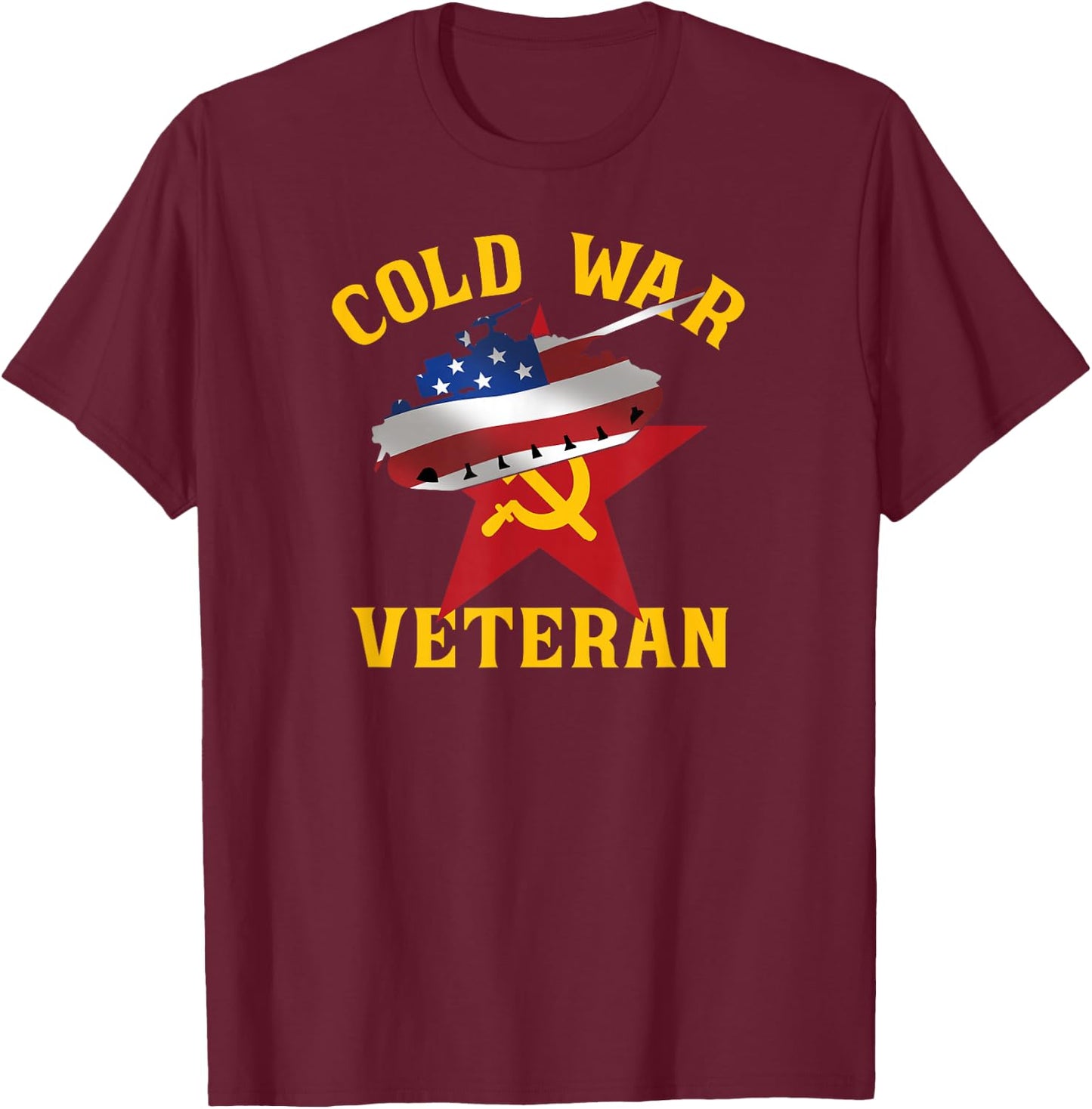 Proud Cold War Veteran US Flag Patriotic Military T-Shirt - T-Shirt | Maroon