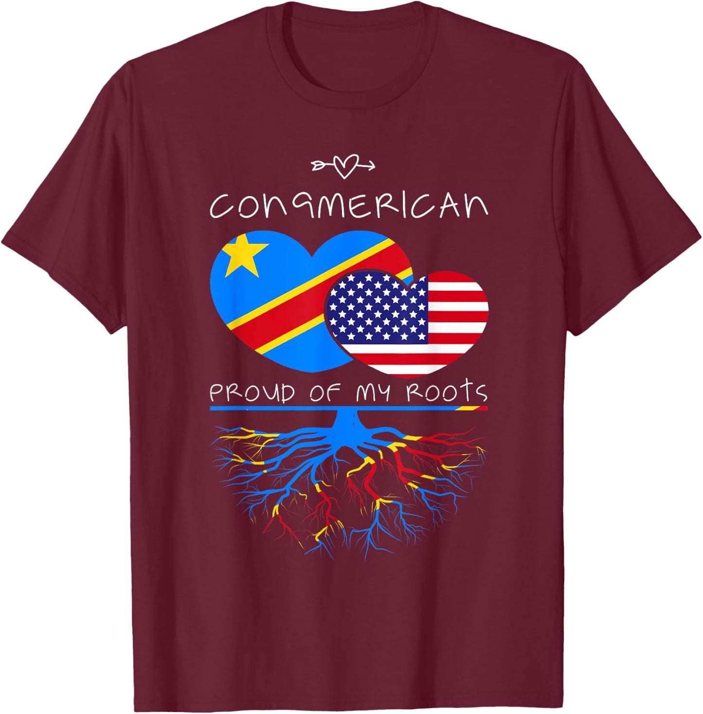 DR Congo USA Proud Of Both Countries Congmerican T-Shirt - T-Shirt | Maroon
