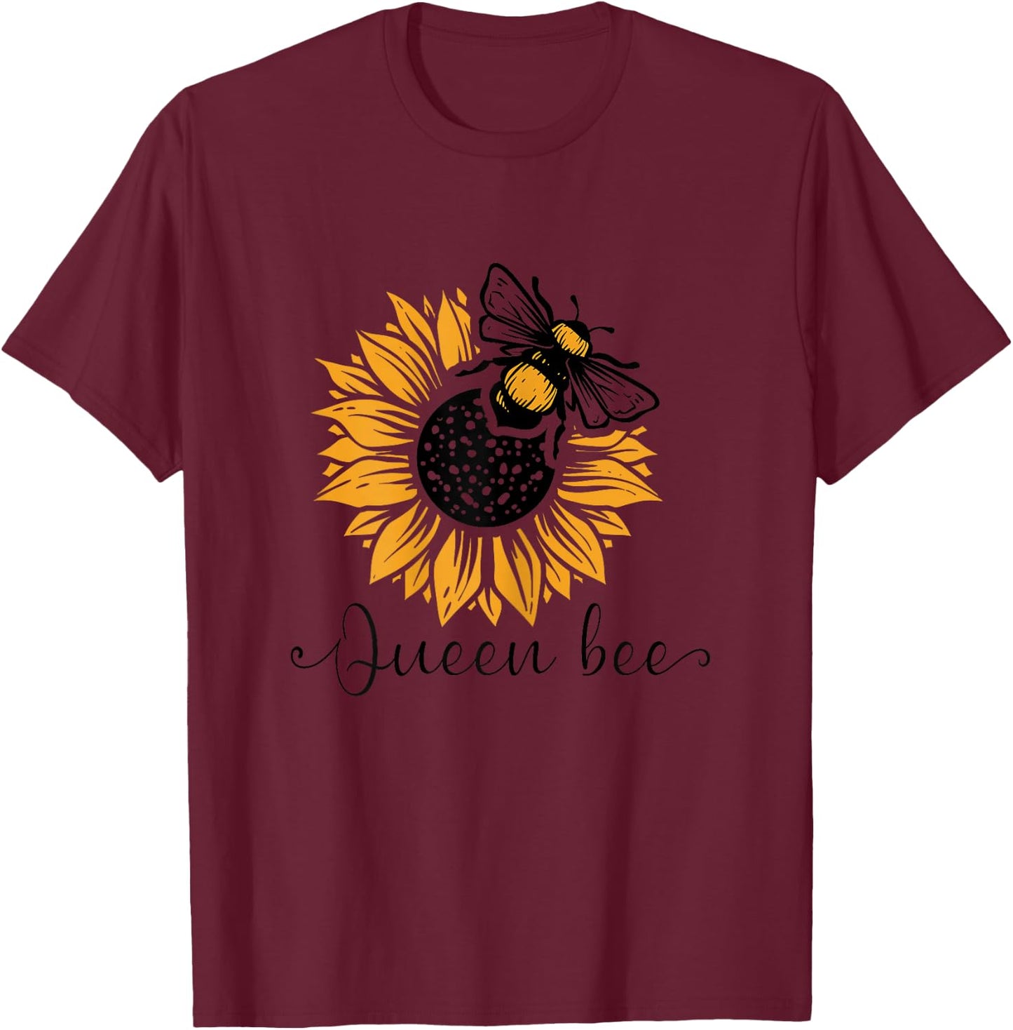 Queen bee and sunflower Beekeeper Beekeeping T-Shirt - T-Shirt | Maroon