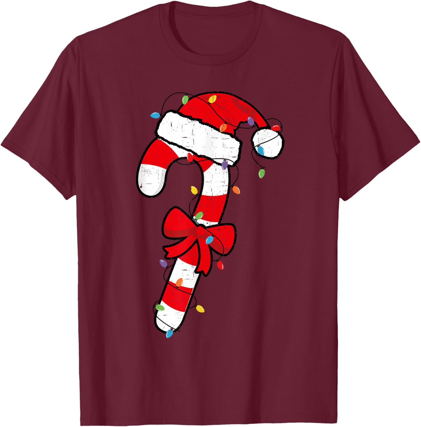 Christmas Candy Cane Santa Xmas Kids Toddler Youth Women Men T-Shirt - T-Shirt | Maroon