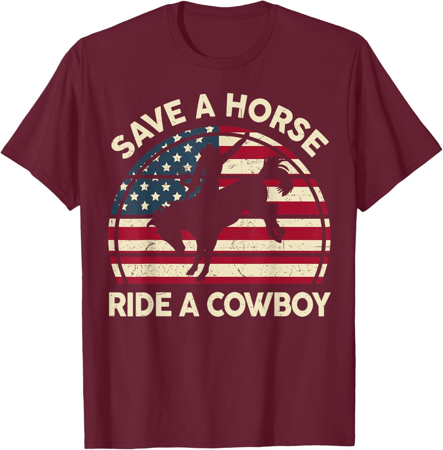 Funny Save A Horse Ride Cowboy-Shirt Men Women Western Rodeo T-Shirt - T-Shirt | Maroon