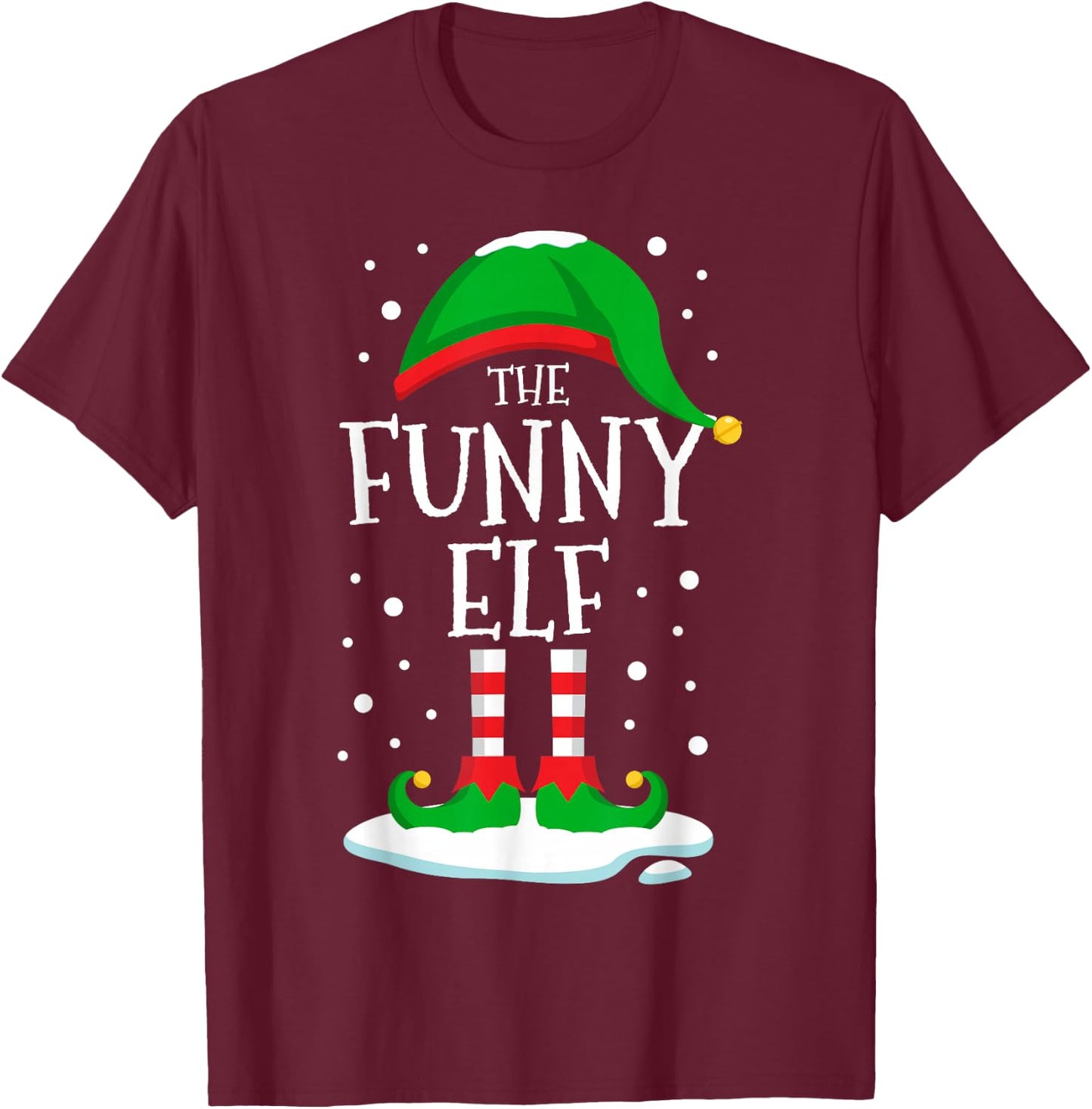 The Funny Elf Christmas Family Matching Xmas Squad Group T-Shirt - T-Shirt | Maroon