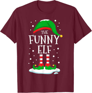 The Funny Elf Christmas Family Matching Xmas Squad Group T-Shirt - T-Shirt | Maroon