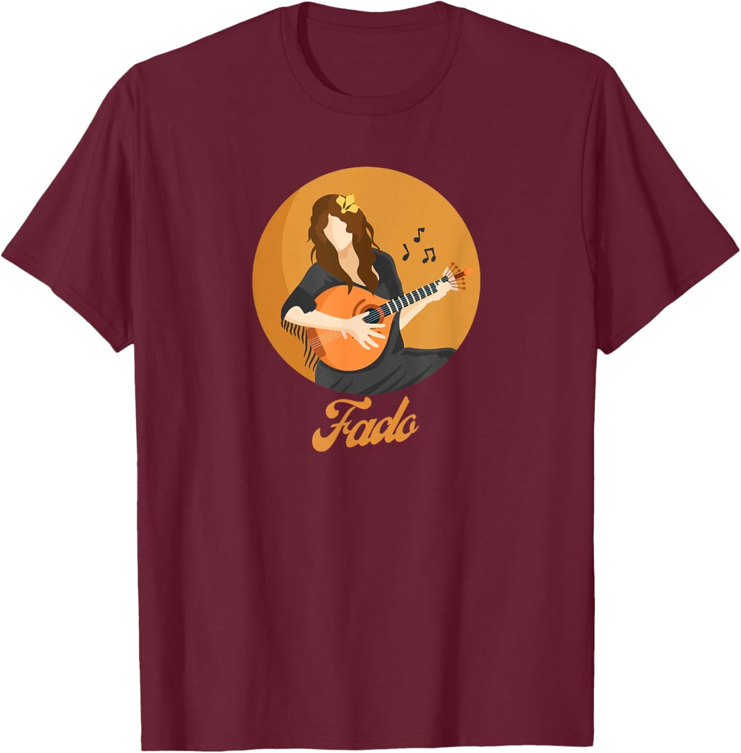 Fado Singer Portuguese Guitar T-Shirt - T-Shirt | Maroon