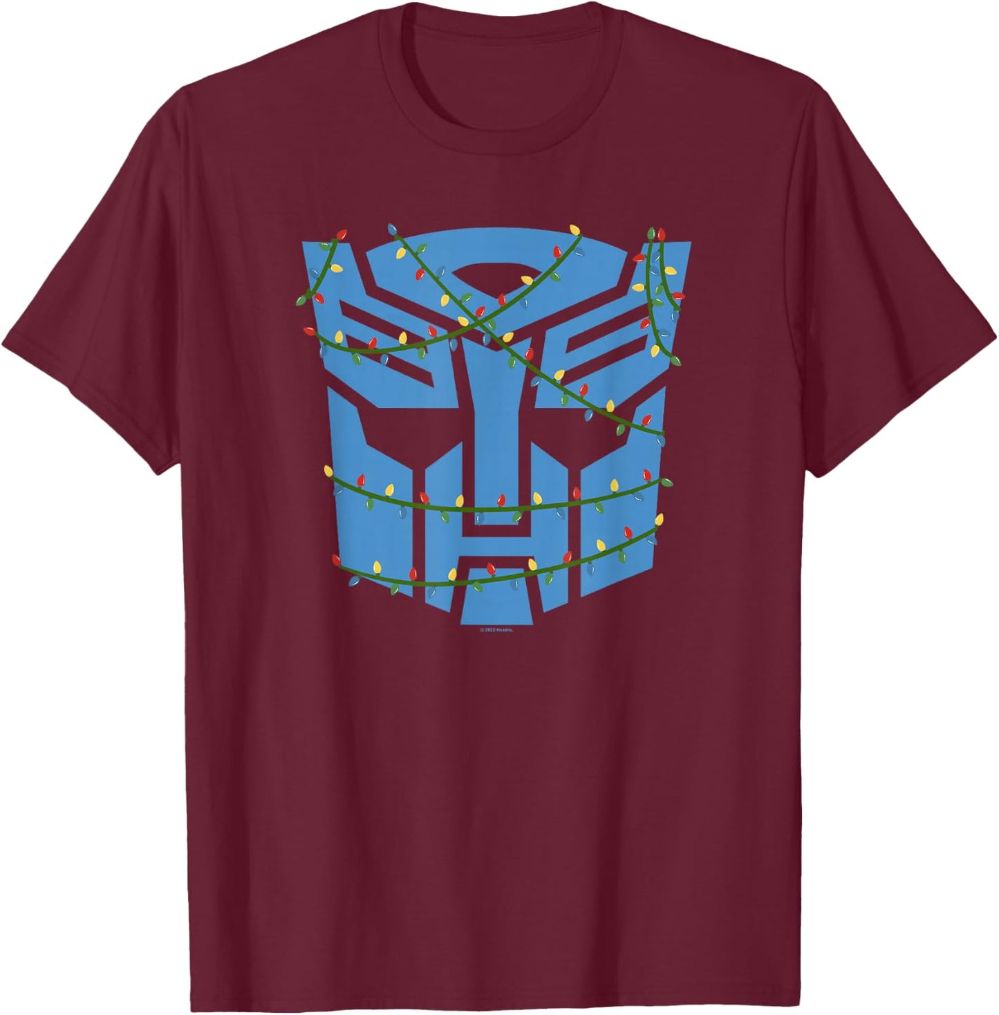 Transformers Autobots Logo Christmas Light Wrap Up T-Shirt - T-Shirt | Maroon
