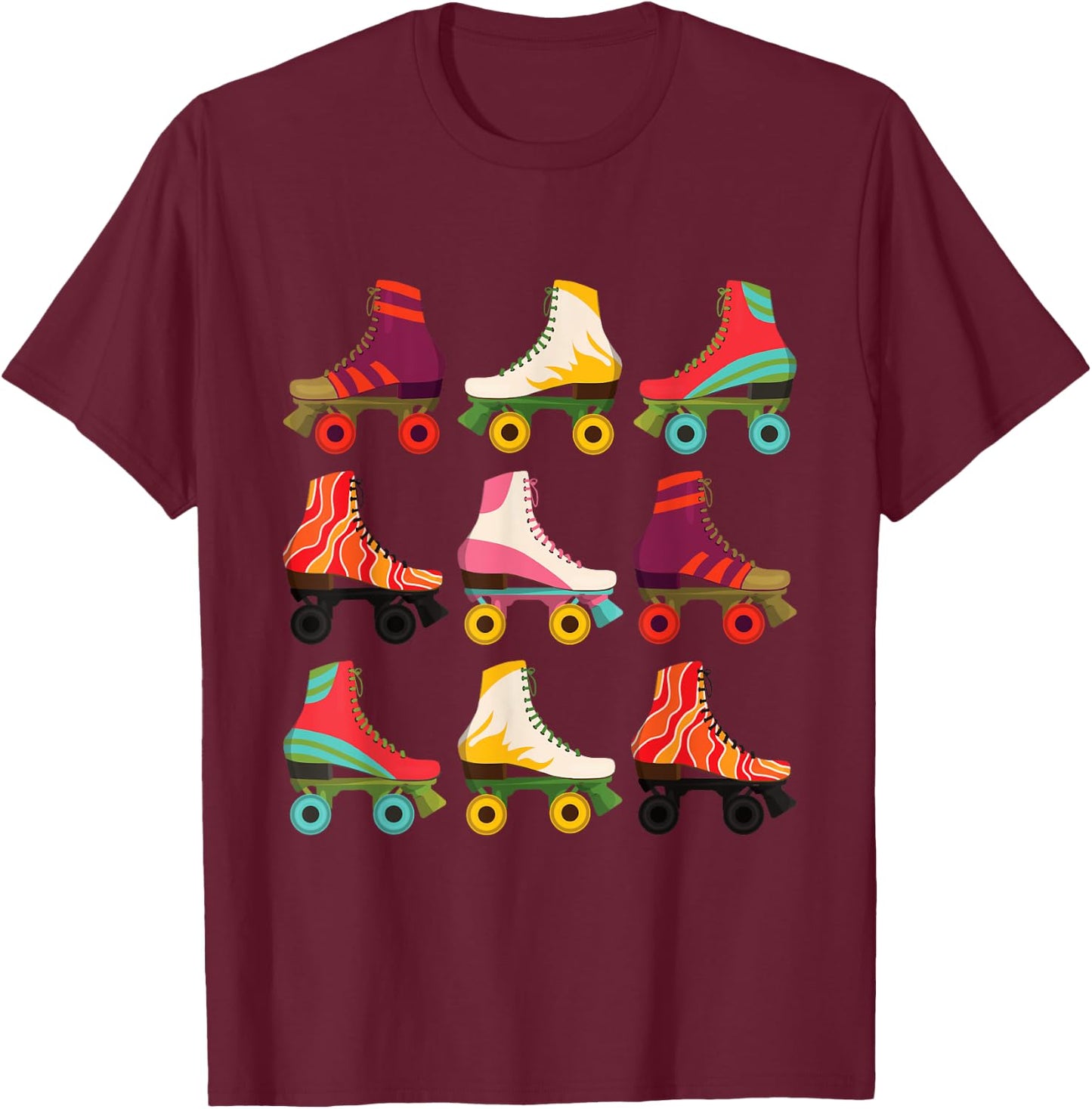 Retro Rollerskates 80's Derby Roller Skating for Teen Girls T-Shirt - T-Shirt | Maroon