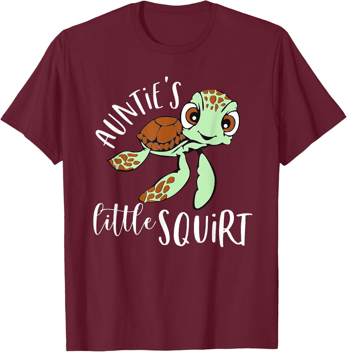 Auntie's Little Squirt Turtle Pregnancy Reveal T-Shirt - T-Shirt | Maroon