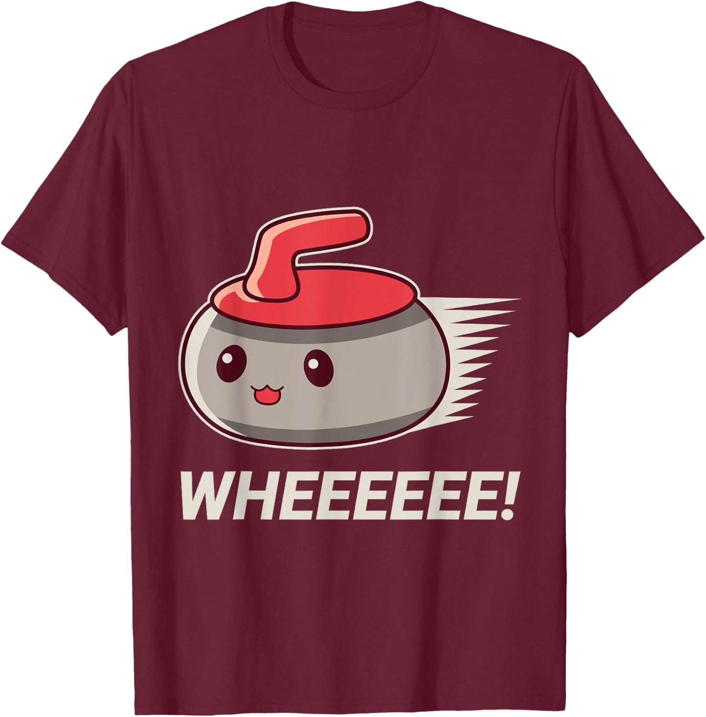 Cute Kawaii Curling Stone - Funny Hair Roller T-Shirt - T-Shirt | Maroon