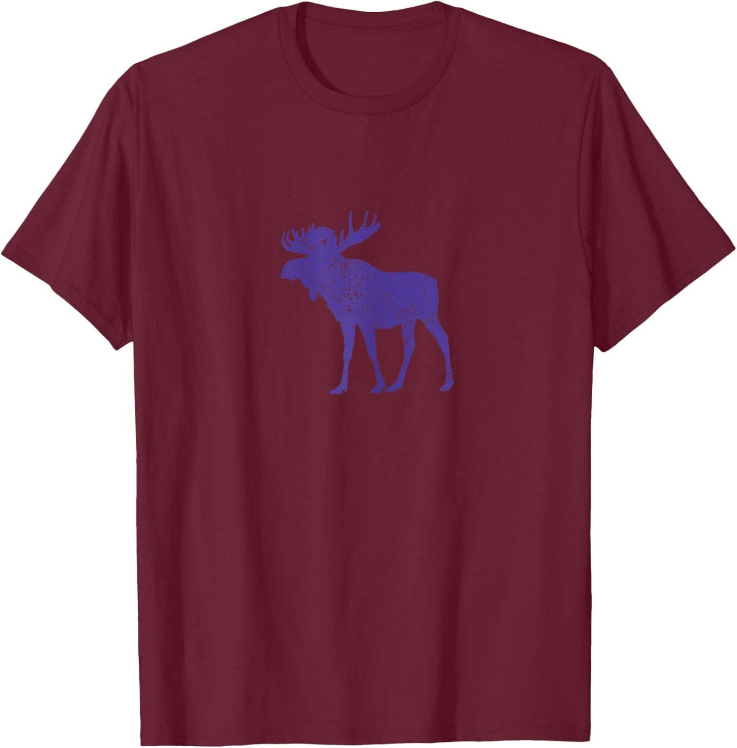 Moose - Retro Style Purple Moose T-Shirt - T-Shirt | Maroon