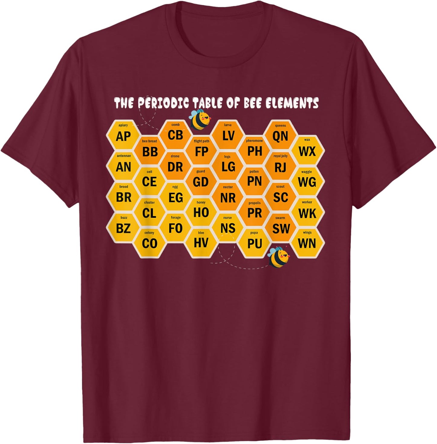 Beekeeper Periodic Table Beekeeping Bee Apiary Honey Lover T-Shirt - T-Shirt | Maroon