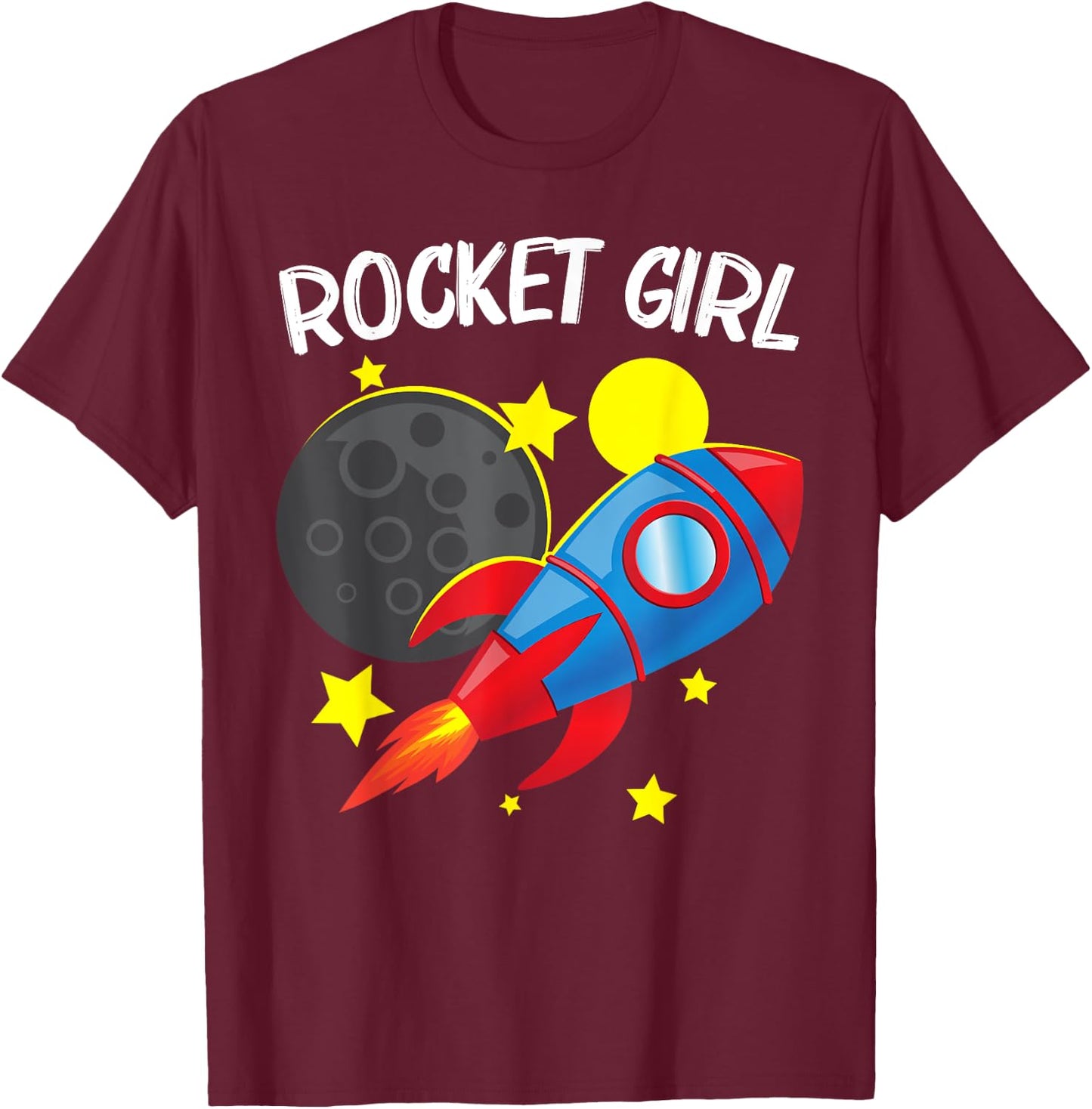 Cool Rocket For Girls Kids Rockets Space Ship Spacecraft T-Shirt - T-Shirt | Maroon