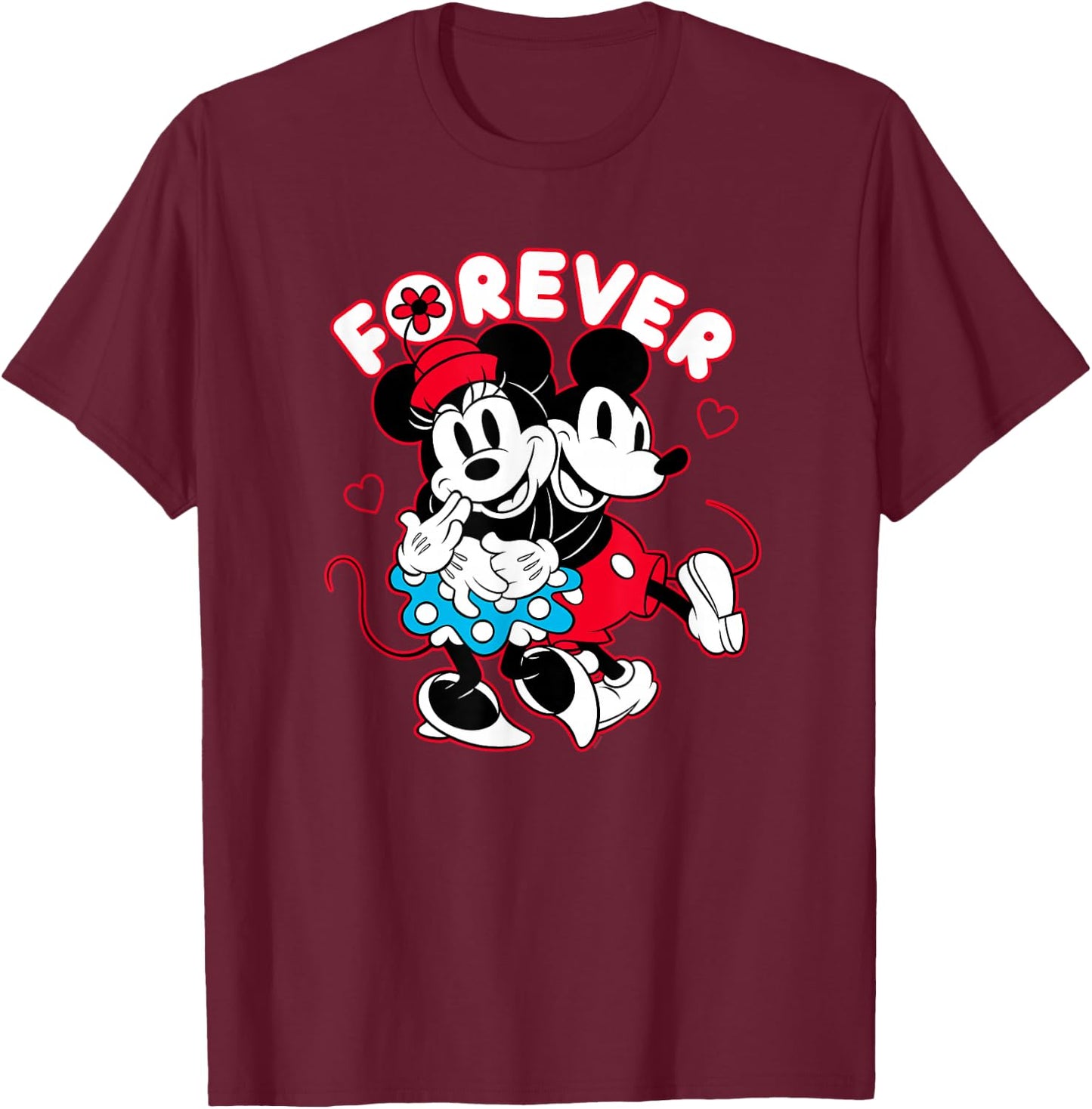 Disney Mickey Mouse Minnie Mouse Love Forever Valentine’s T-Shirt - T-Shirt | Maroon