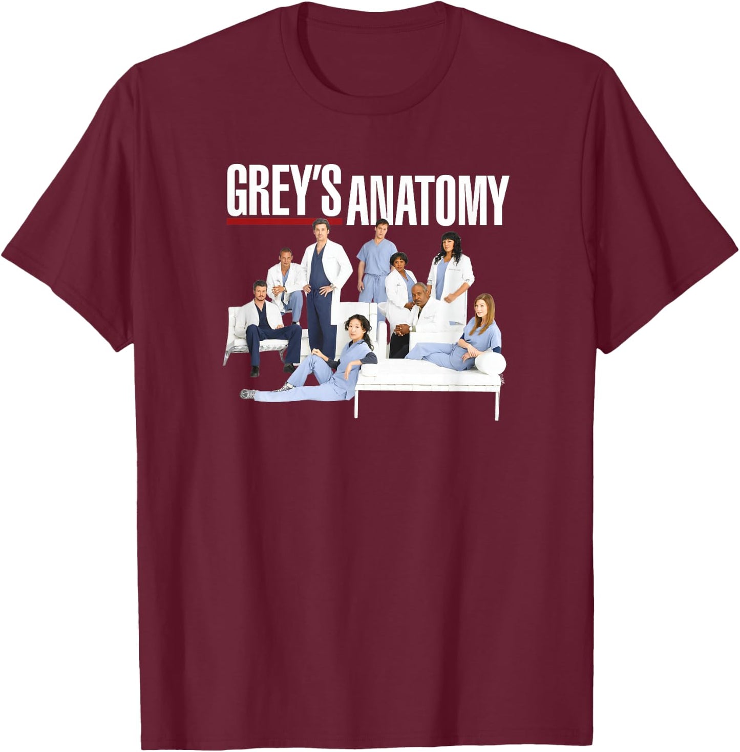 Grey's Anatomy Group with Logo T-Shirt - T-Shirt | Maroon