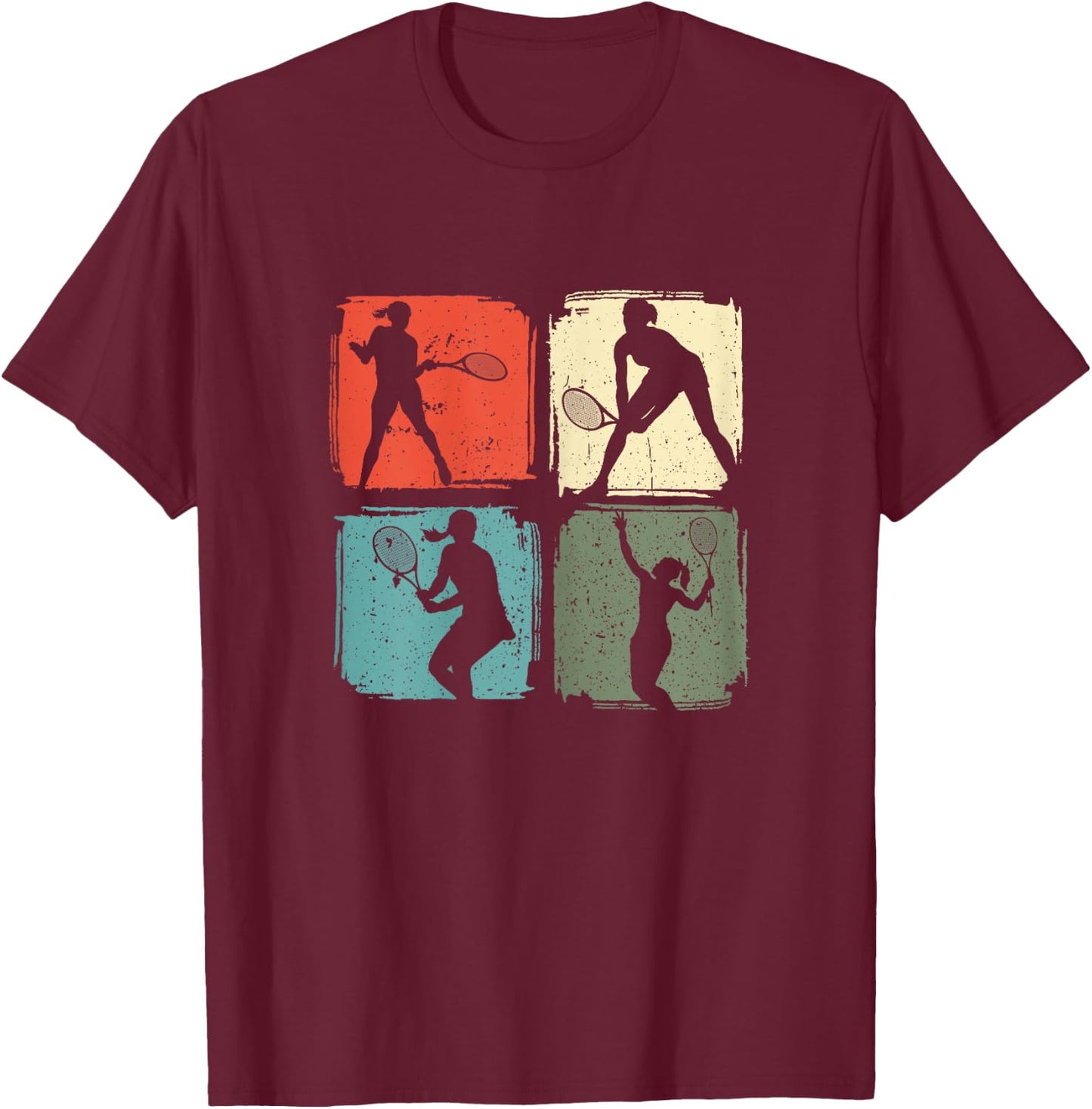 Tennis Play Funny Retro Tennis Player Woman Girls T-Shirt - T-Shirt | Maroon
