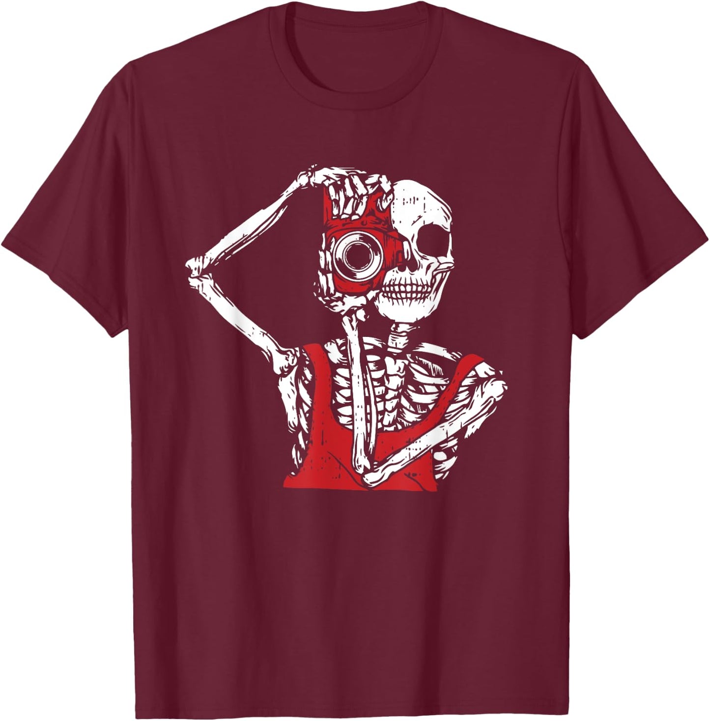 Bone Photographer Halloween Costume Skeleton Lover T-Shirt - T-Shirt | Maroon