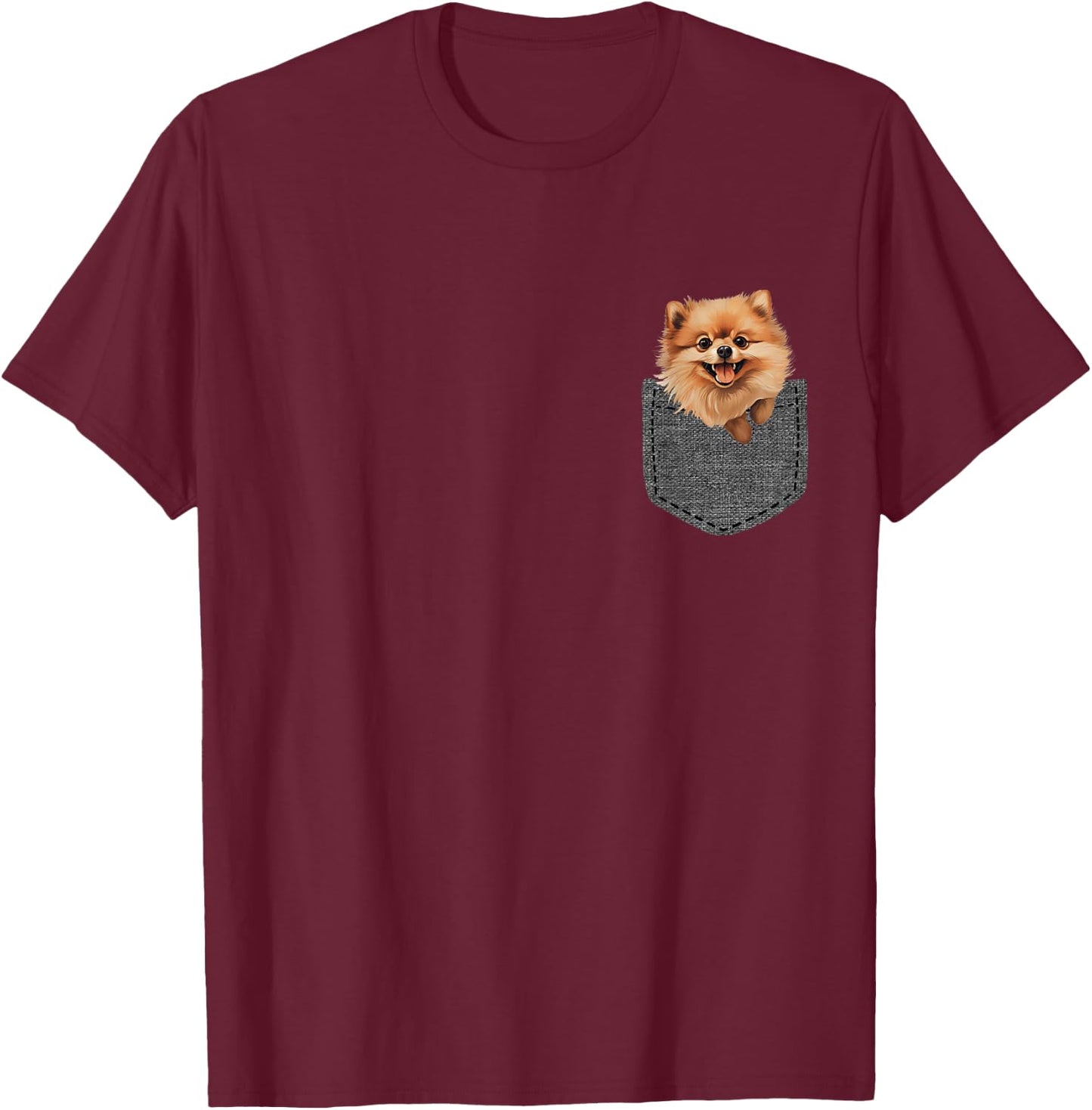 Dog in Pocket Pomeranian T-Shirt - T-Shirt | Maroon