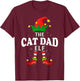 Xmas Cat dad Elf Family Matching Christmas Pajama T-Shirt - T-Shirt | Maroon