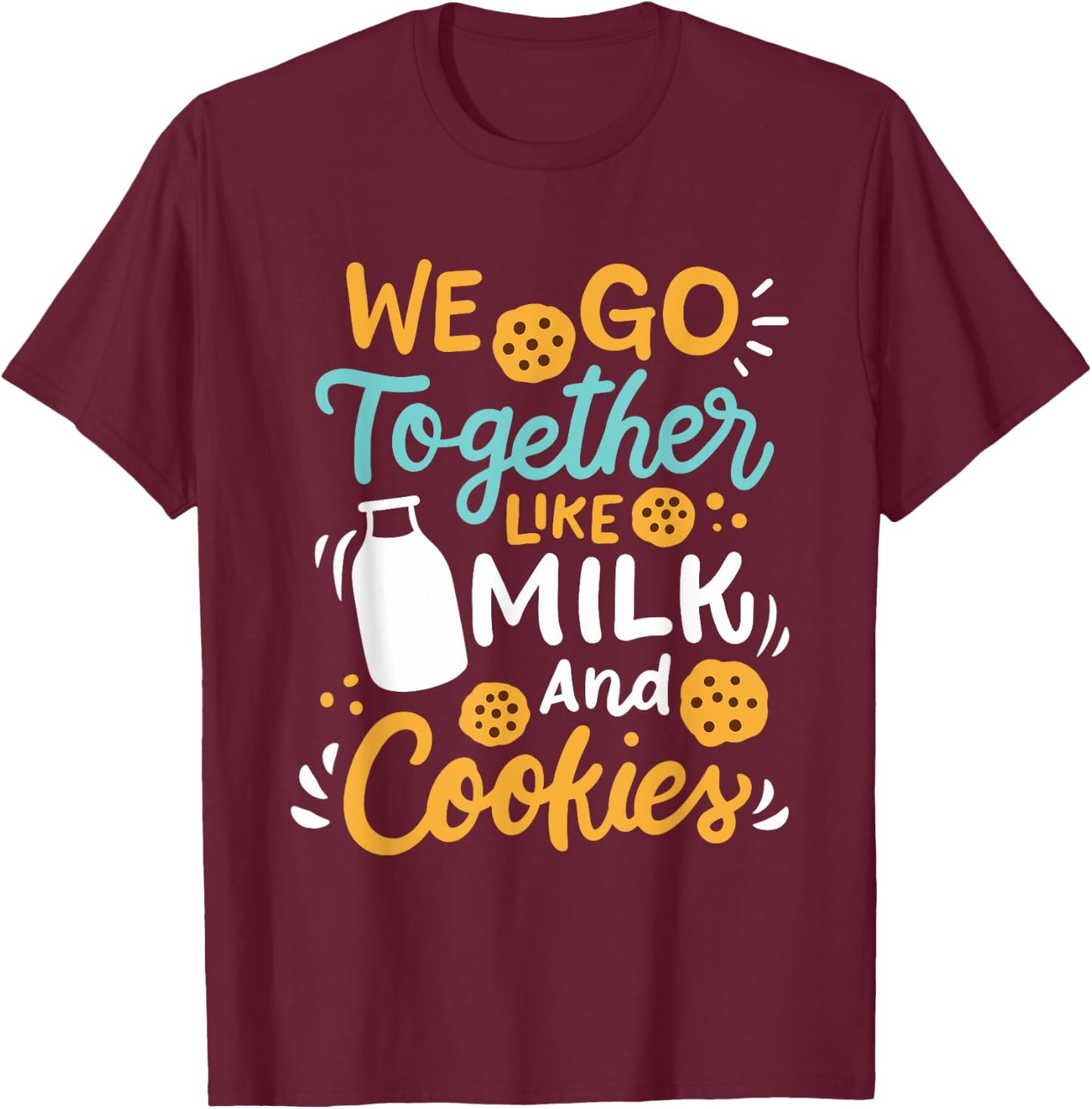 Baking Milk And Cookies Couple T-Shirt - T-Shirt | Maroon