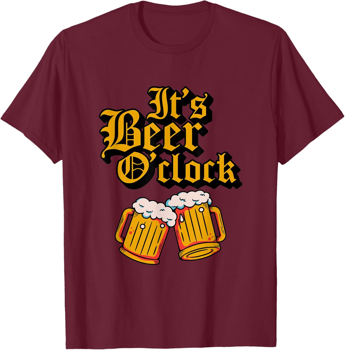 Its Beer O'clock Oktoberfest Mugs Halloween Beer T-Shirt - T-Shirt | Maroon