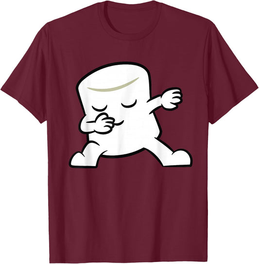 Cute Dabbing Marshmallow Campfire Kawaii Marshmallow T-Shirt - T-Shirt | Maroon