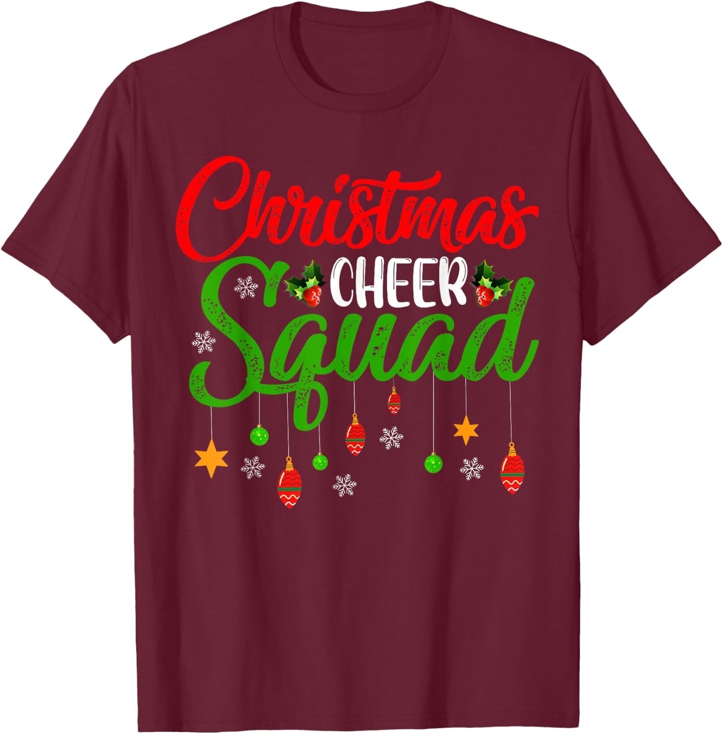 Cheerleading Sports Lover Christmas Cheer Squad T-Shirt - T-Shirt | Maroon