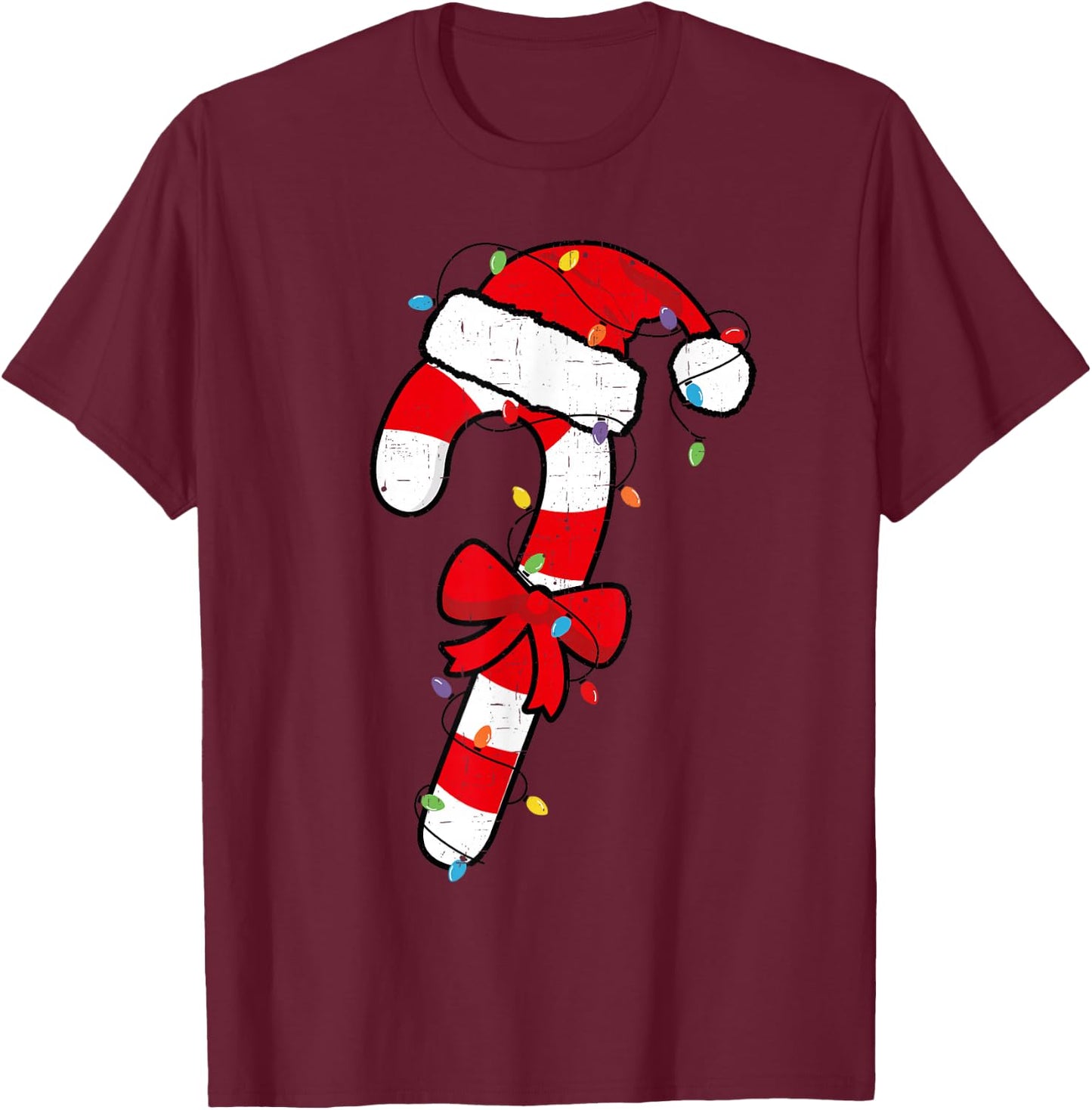 Christmas Candy Cane Santa Xmas Kids Toddler Youth Women Men T-Shirt - T-Shirt | Maroon