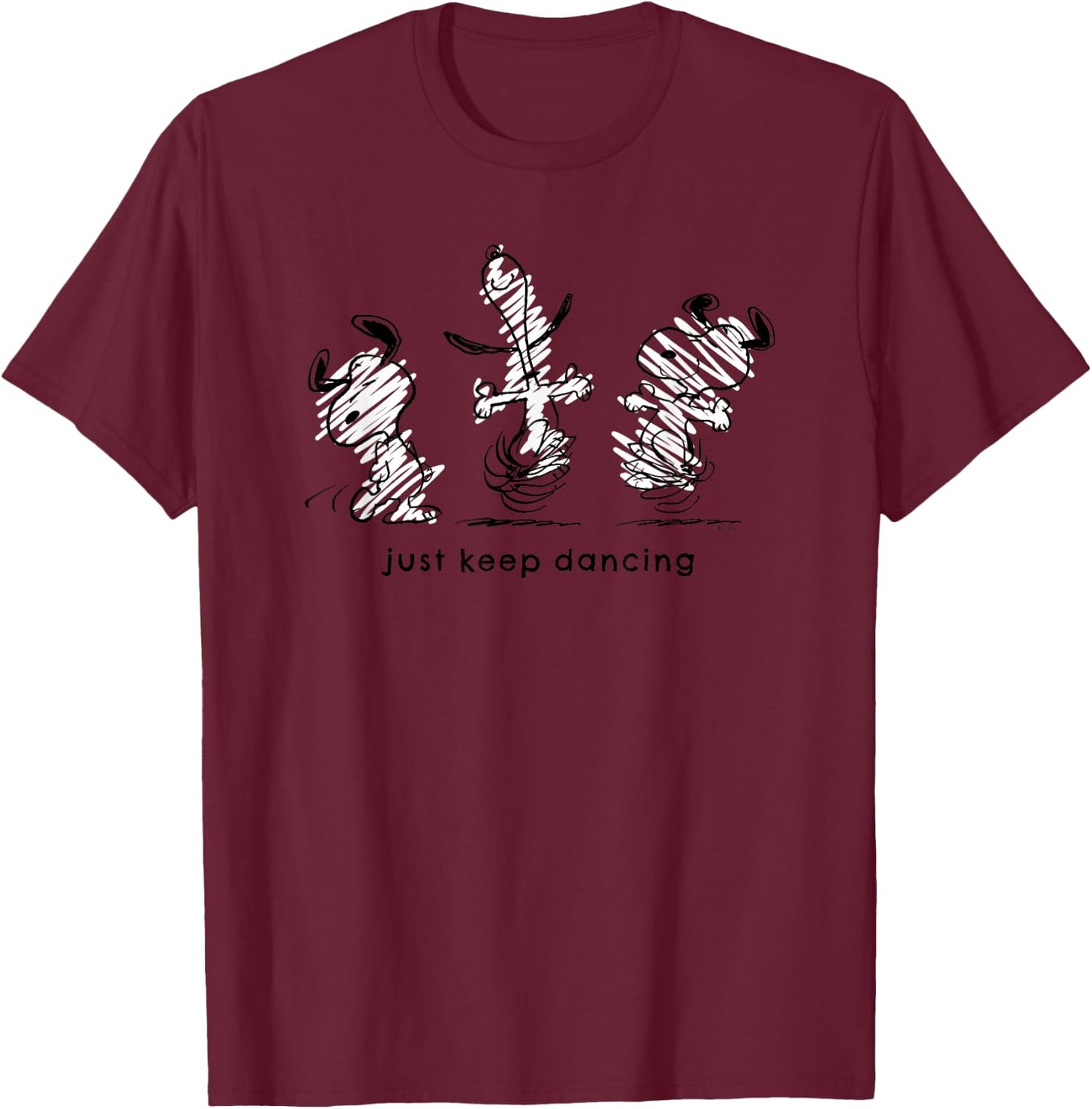Peanuts - Snoopy Just Keeping Dancing T-Shirt - T-Shirt | Maroon