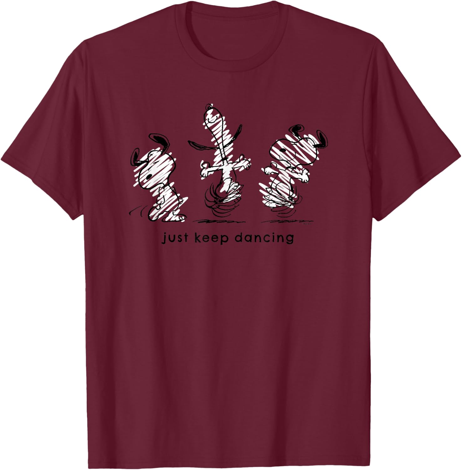 Peanuts - Snoopy Just Keeping Dancing T-Shirt - T-Shirt | Maroon