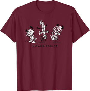 Peanuts - Snoopy Just Keeping Dancing T-Shirt - T-Shirt | Maroon