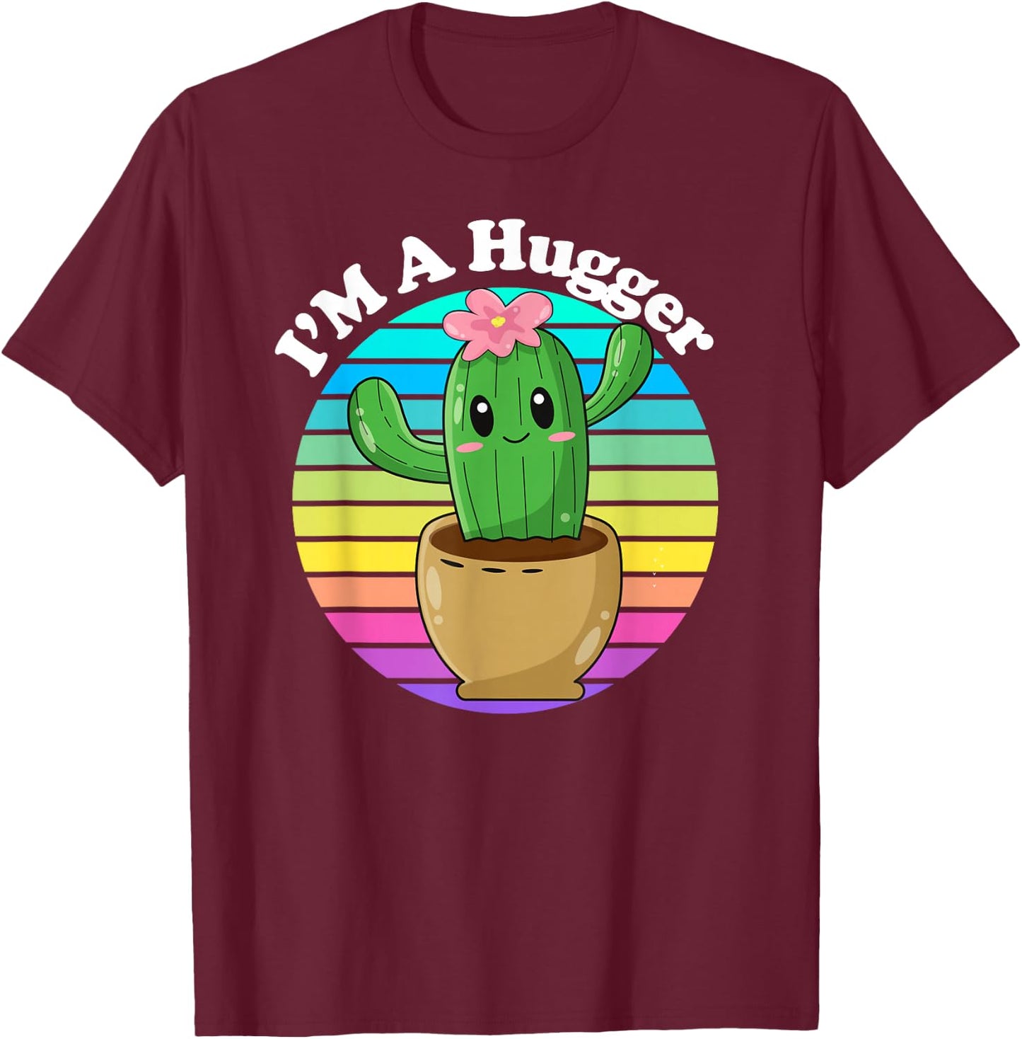 Funny I'm A Hugger Cartoon Cute Sarcastic Humor T-Shirt - T-Shirt | Maroon