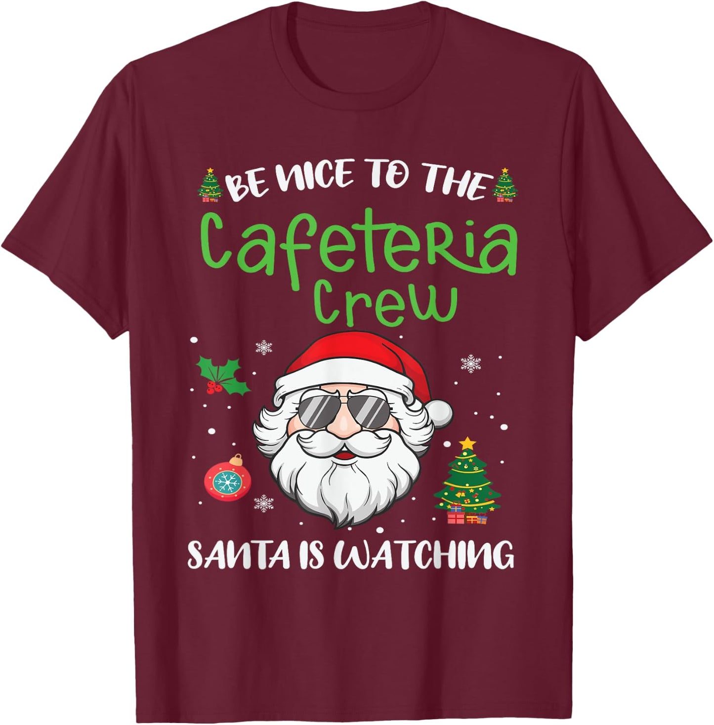 Funny Cafeteria Squad Crew Christmas School Lunch Lady X'mas T-Shirt - T-Shirt | Maroon