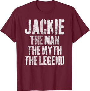 Personalized Shirt Jackie The Man The Myth The Legend T-Shirt - T-Shirt | Maroon