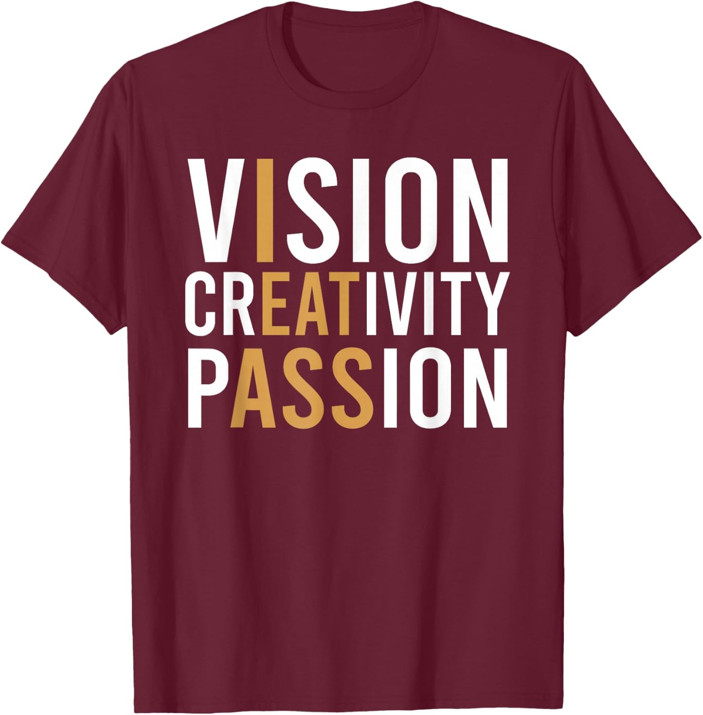 Vision Creativity Passion Black Funny Lace Cotton Polyester Blend Women's -Adults Regular Fit Short Sleeve T-Shirt - T-Shirt | Maroon