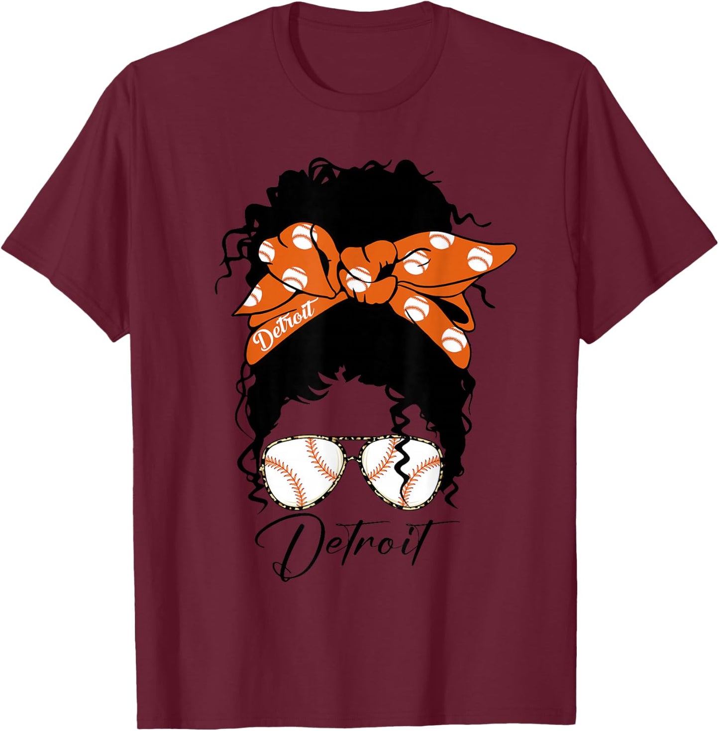 Datroit Messy Bun Souvenir I Love Datroit T-Shirt - T-Shirt | Maroon