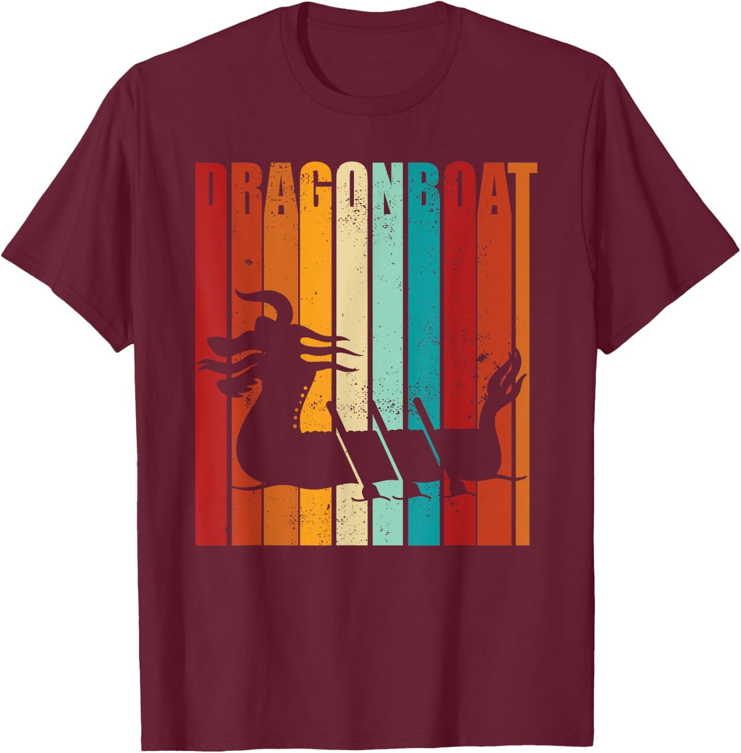 Dragon boat racing dragon boat retro paddling design T-Shirt - T-Shirt | Maroon