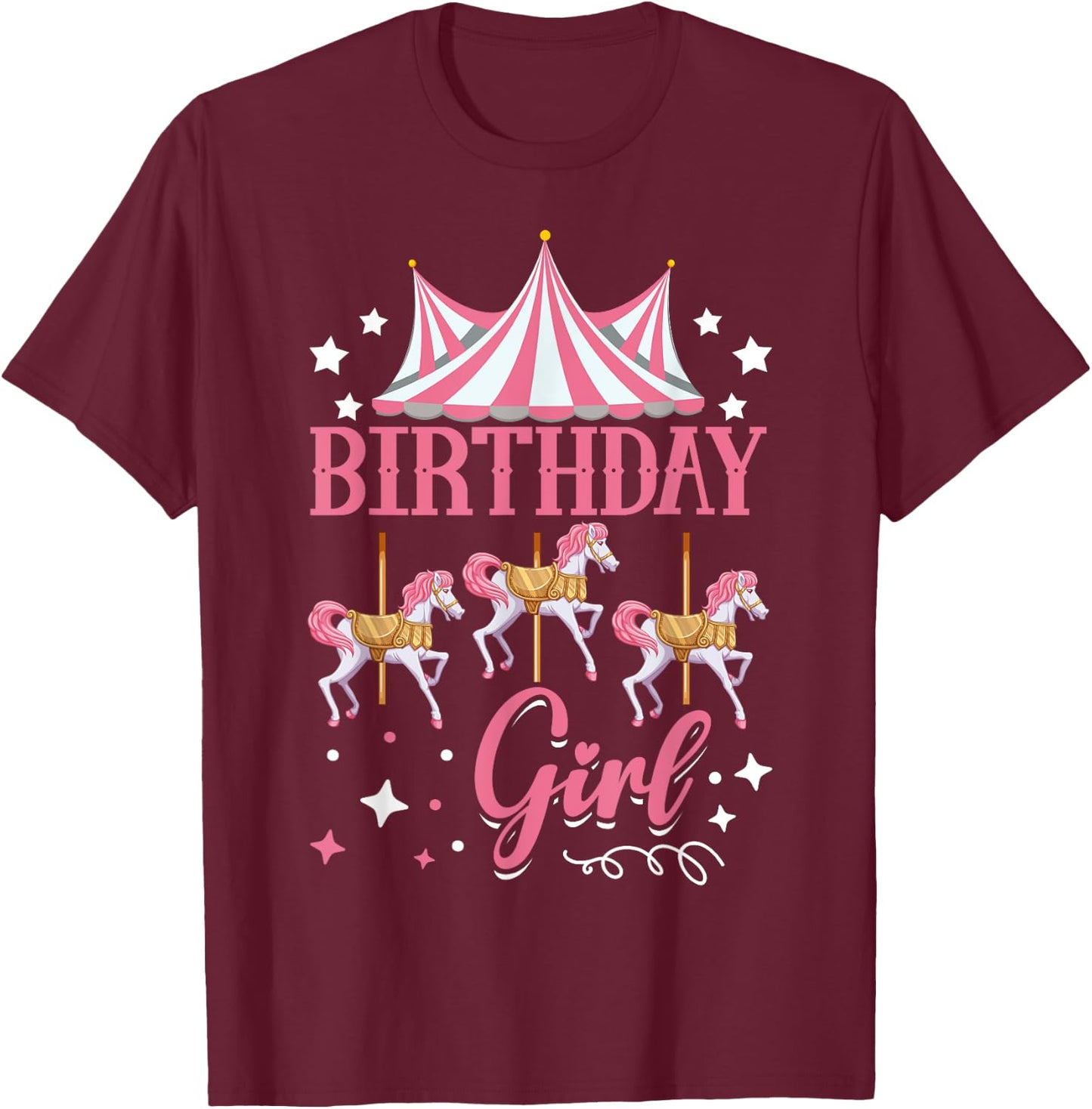 Carousel Birthday Party Birthday Girl T-Shirt - T-Shirt | Maroon