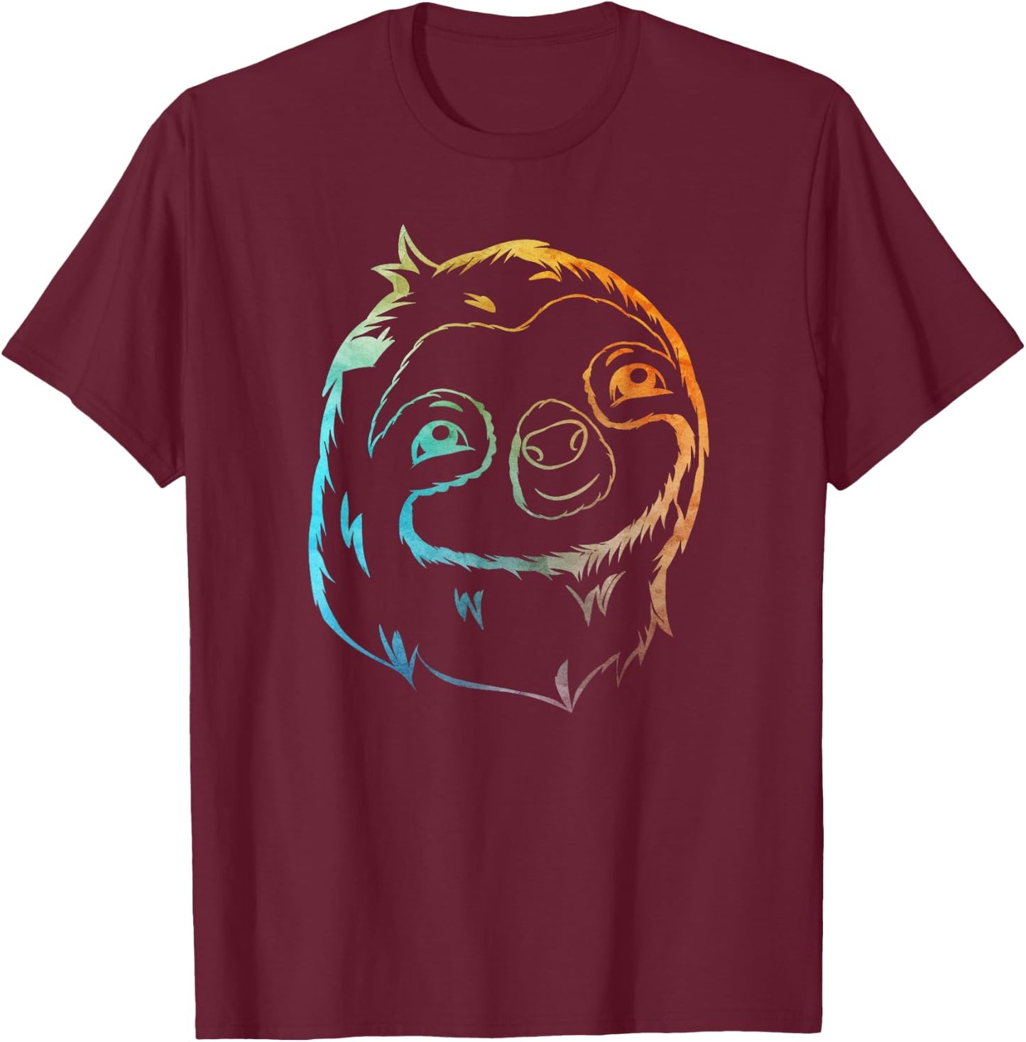Sloth Art Funny Animal Arboreal Lover Outfit Men Women Kids T-Shirt - T-Shirt | Maroon