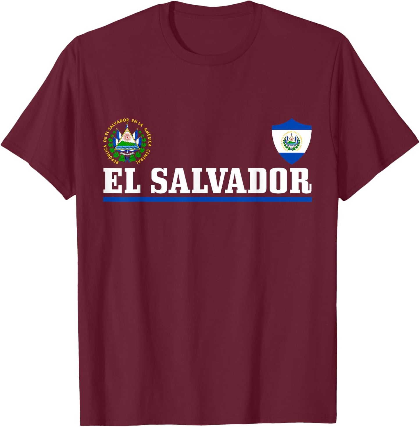 El Salvador Pride Salvadoran Flag T-Shirt - T-Shirt | Maroon