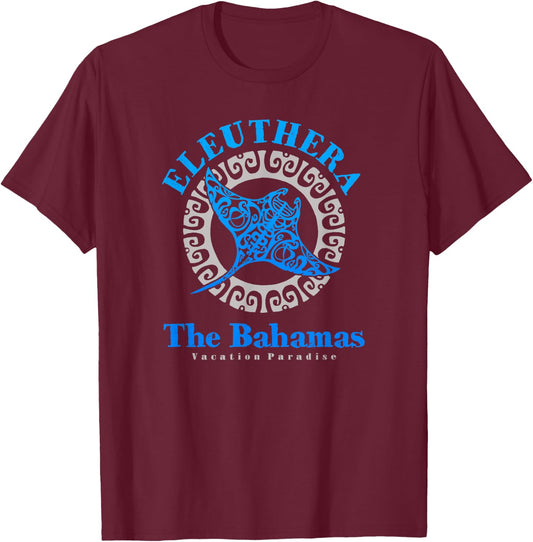 Manta Ray Eleuthera Bahamas Tribal Tattoo T-Shirt - T-Shirt | Maroon